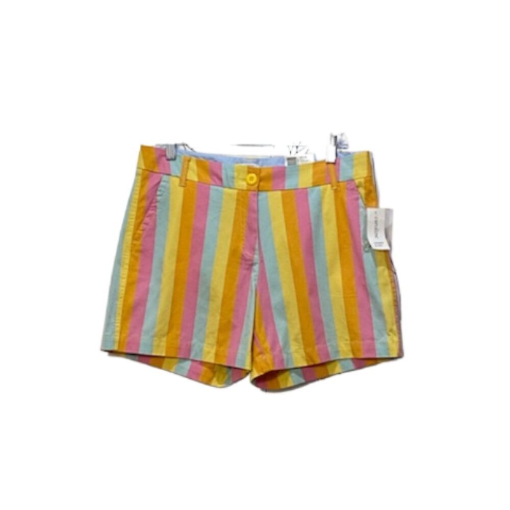 NWT CROWN & IVY Womens Rainbow Stripe Caroline Shorts Size 8 Colorful Summer NEW